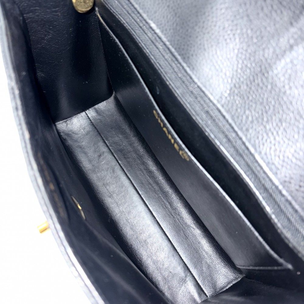 Chanel Shoulder Bag Quilted Chain Square Crossbody CC Logo Turnlock Caviar — view 4