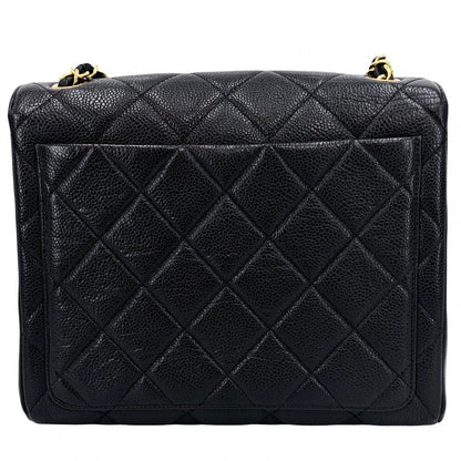 Chanel Shoulder Bag Quilted Chain Square Crossbody CC Logo Turnlock Caviar — view 2