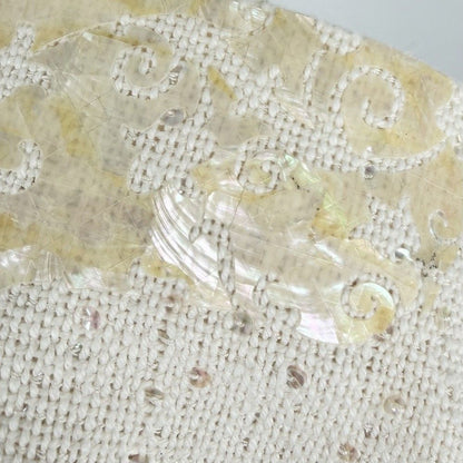 Chanel Collarless Jacket Seashell Front Hook 38 Ivory Cotton Vinyl Rayon Acrylic — view 6