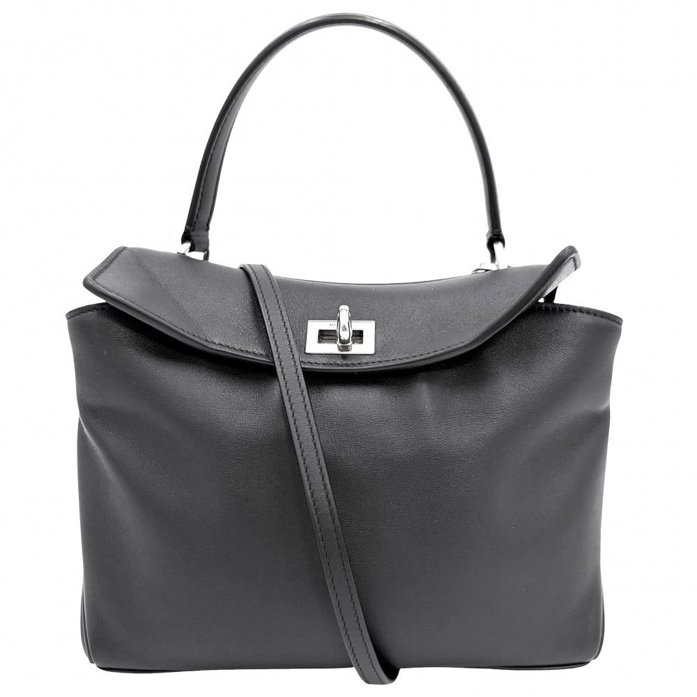 Balenciaga 2-Way Rodeo Mini Shoulder Bag Crossbody Calf Black Antique Silver