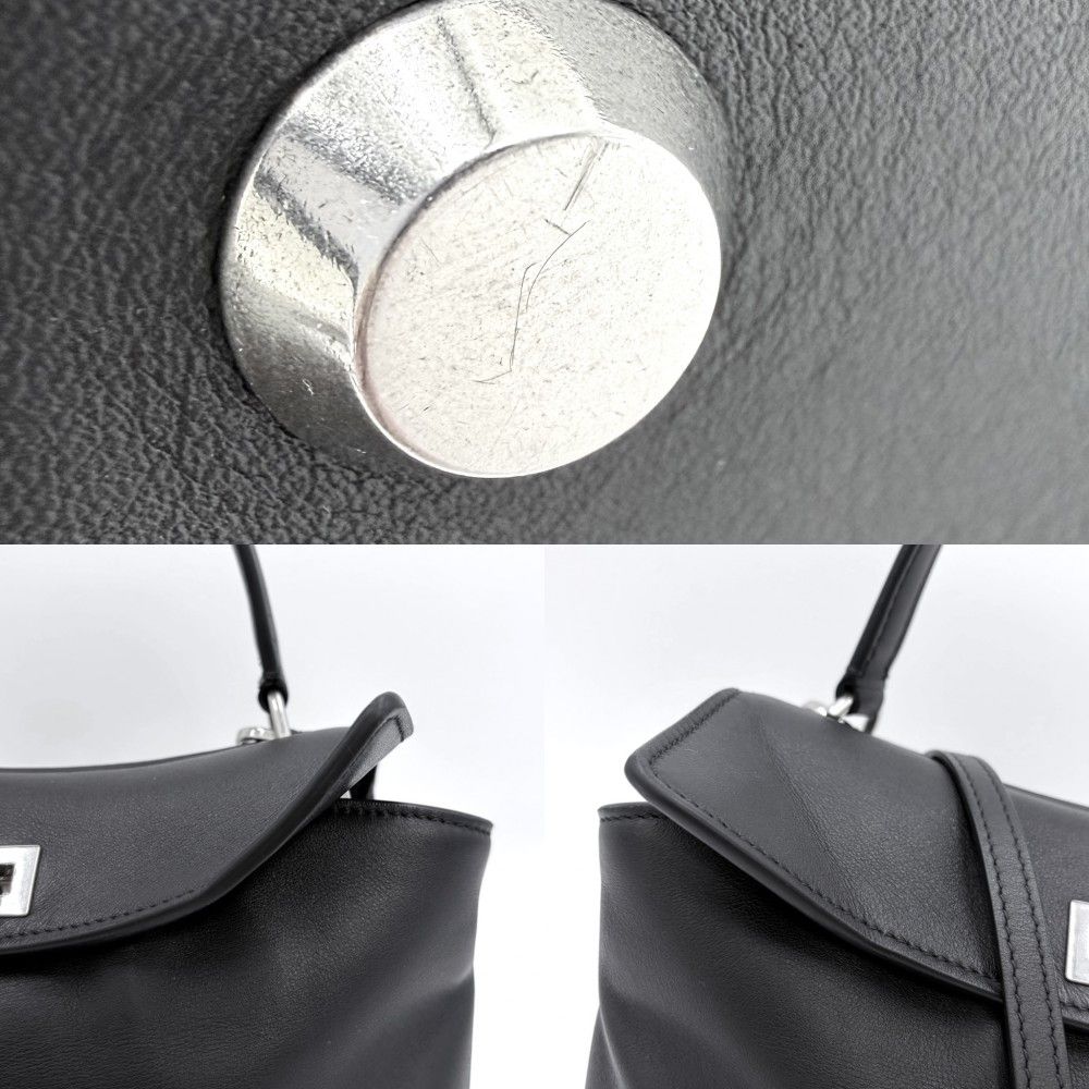 Balenciaga 2-Way Rodeo Mini Shoulder Bag Crossbody Calf Black Antique Silver — view 8