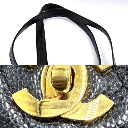 Chanel Shoulder Bag CC Logo Quilted Full Flap Bag Caviar Leather Black Gold — view 8
