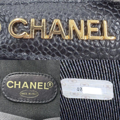 Chanel Shoulder Bag CC Logo Quilted Full Flap Bag Caviar Leather Black Gold — view 5