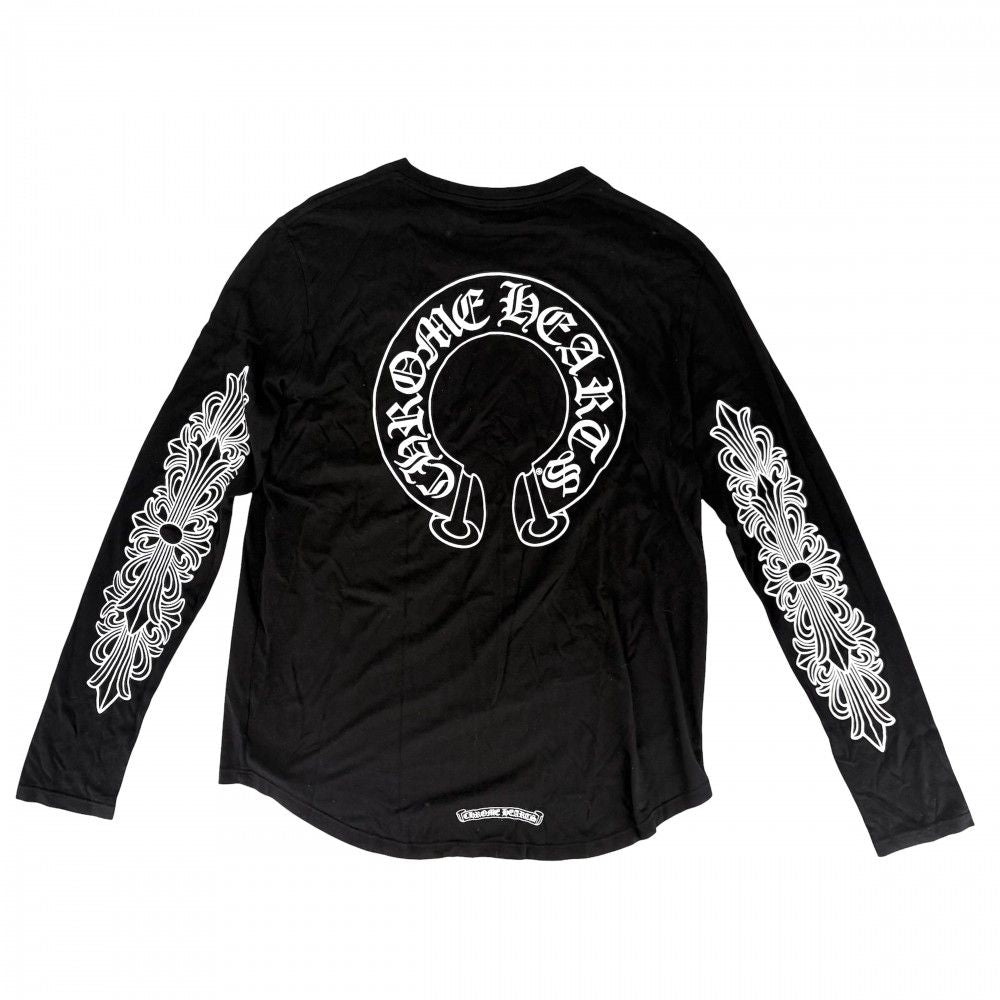 Chrome Hearts Long Sleeve T-Shirt Dagger Logo Crew Neck Top Horse Shoe L Black — view 2