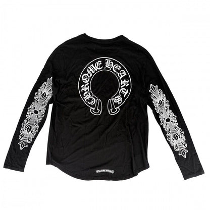 Chrome Hearts Long Sleeve T-Shirt Dagger Logo Crew Neck Top Horse Shoe L Black — view 2
