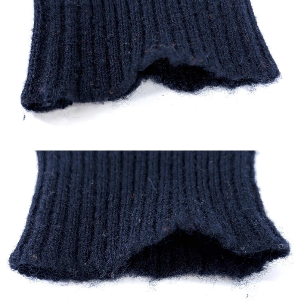 Miu Miu Miu Top Center Slit Back Logo Long Sleeve Knit Sweater 40 Navy Cashmere — view 3