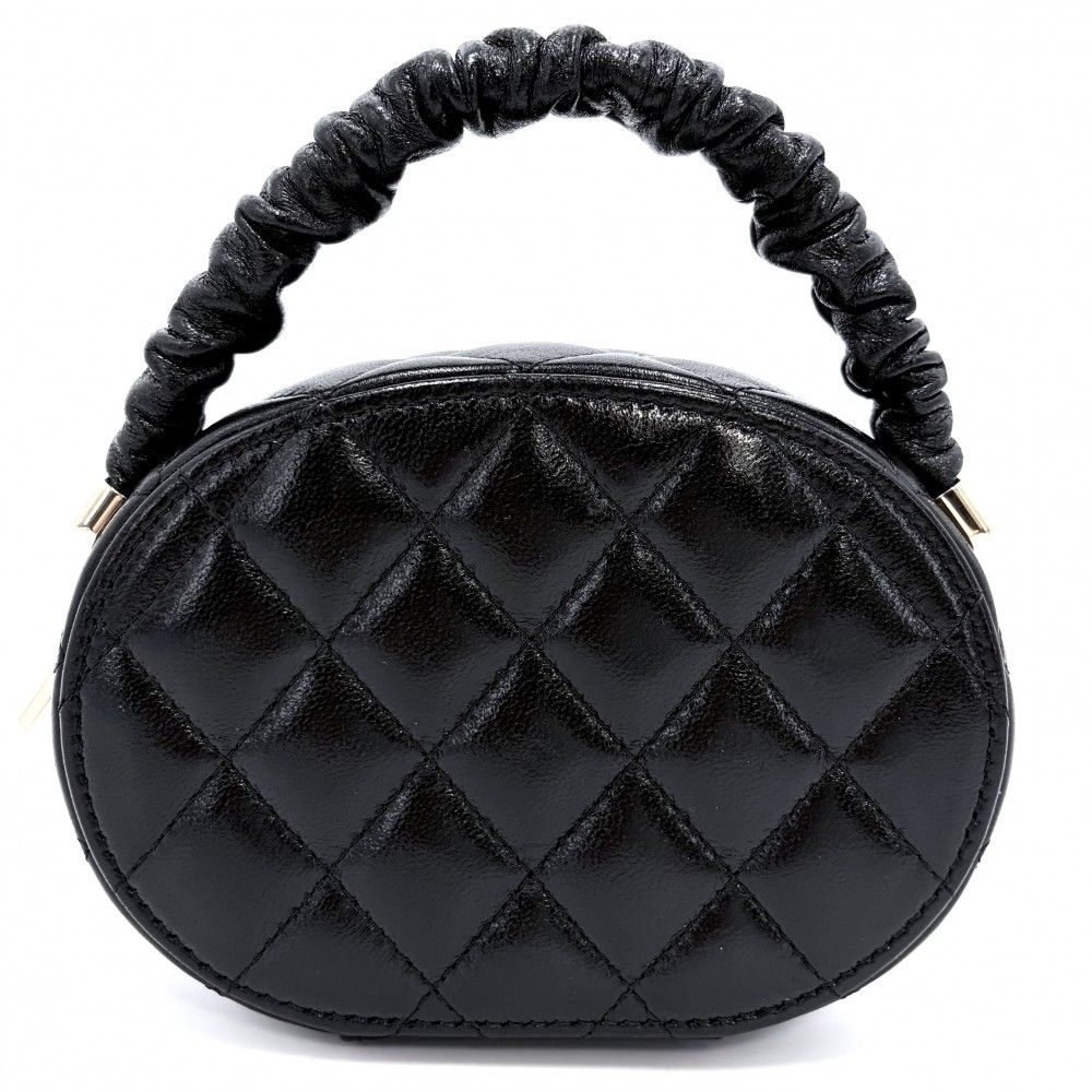 Chanel Quilted Vanity Mini Bag CC Logo Leather Black Gold — view 2
