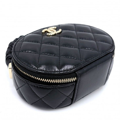 Chanel Quilted Vanity Mini Bag CC Logo Leather Black Gold — view 3