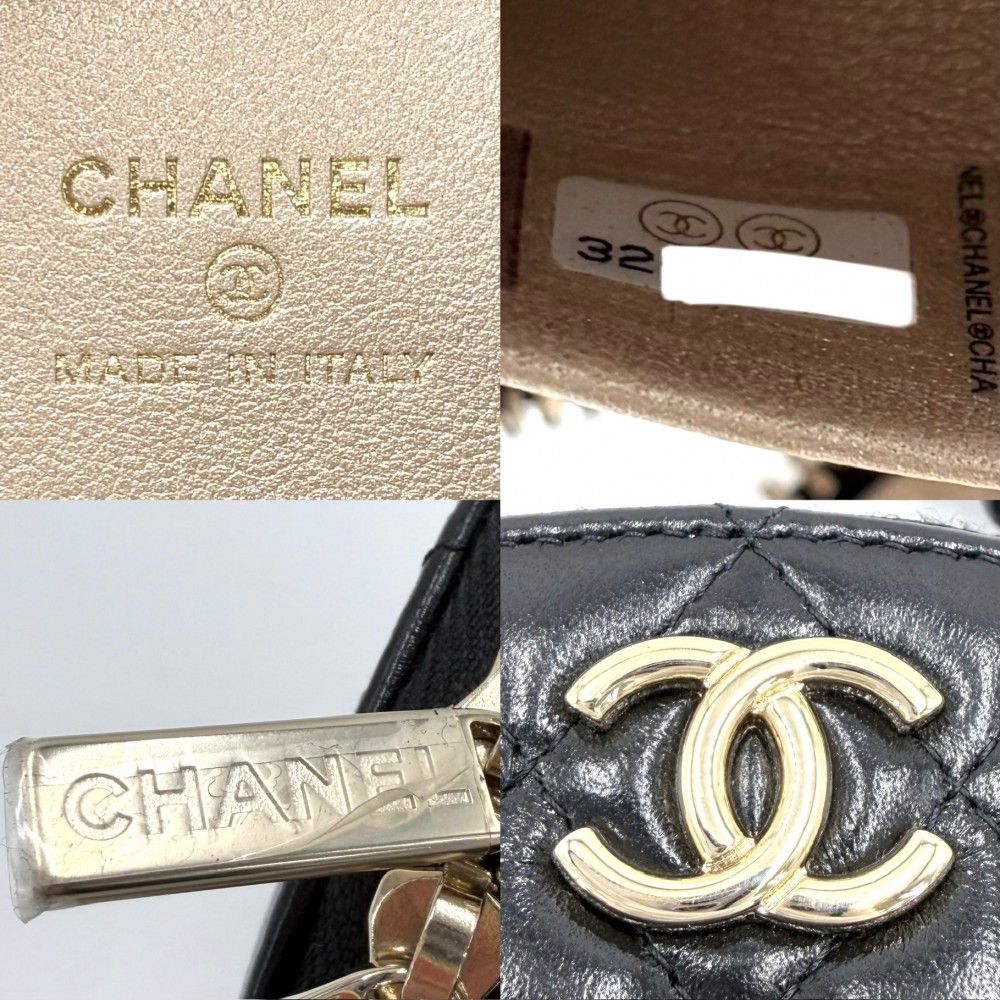 Chanel Quilted Vanity Mini Bag CC Logo Leather Black Gold — view 5