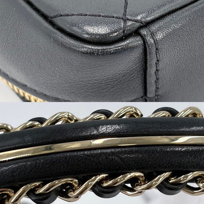 Chanel Shoulder Bag Pochette CC Logo 2-Way Crossbody Quilted Leather Black Gold — view 6