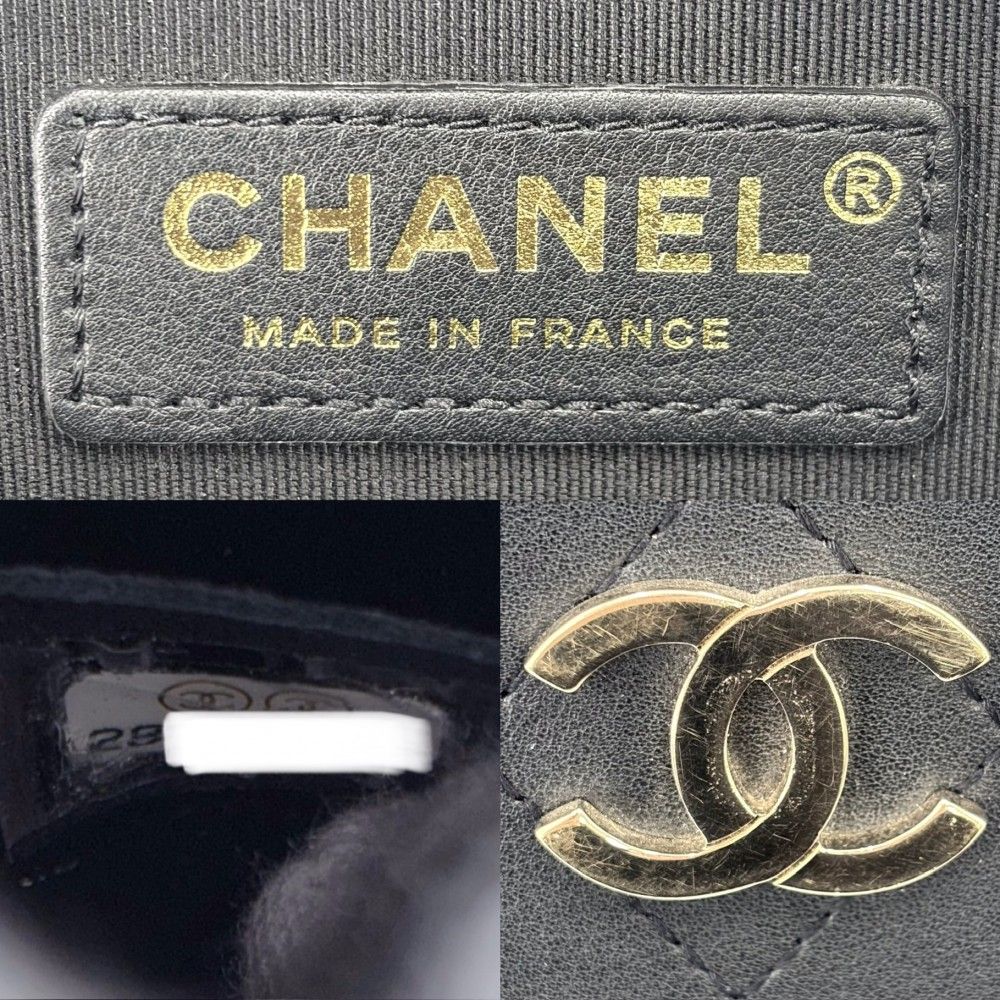 Chanel Shoulder Bag Pochette CC Logo 2-Way Crossbody Quilted Leather Black Gold — view 5