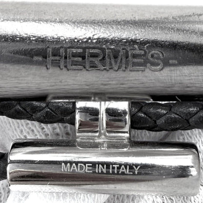 Hermes Bracelet Leather Tourni Tresse Cord Black Silver — view 3