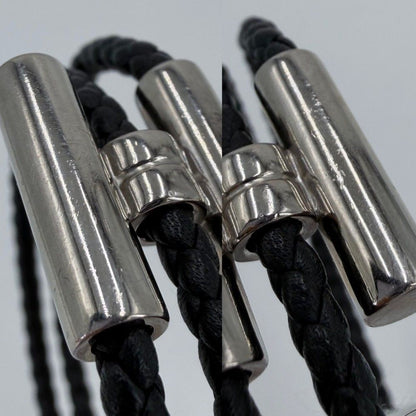 Hermes Bracelet Leather Tourni Tresse Cord Black Silver — view 7
