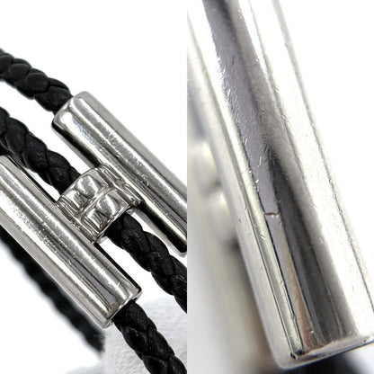 Hermes Bracelet Leather Tourni Tresse Cord Black Silver — view 6