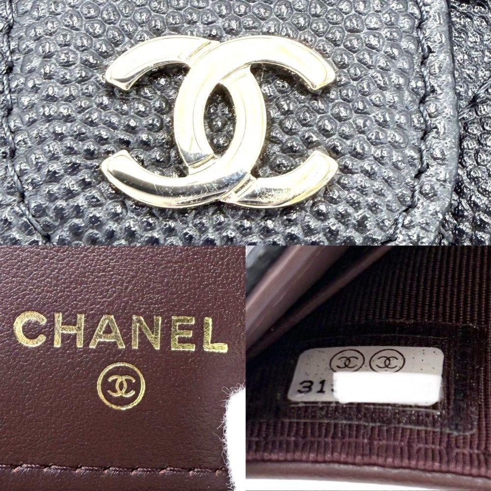 Chanel Trifold Wallet Quilted Timeless Classic Mini Compact Snap Button Caviar — view 6
