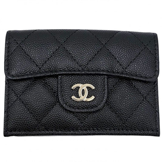 Chanel Trifold Wallet Quilted Timeless Classic Mini Compact Snap Button Caviar