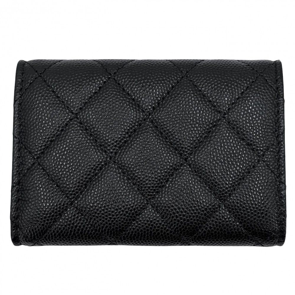 Chanel Trifold Wallet Quilted Timeless Classic Mini Compact Snap Button Caviar — view 2