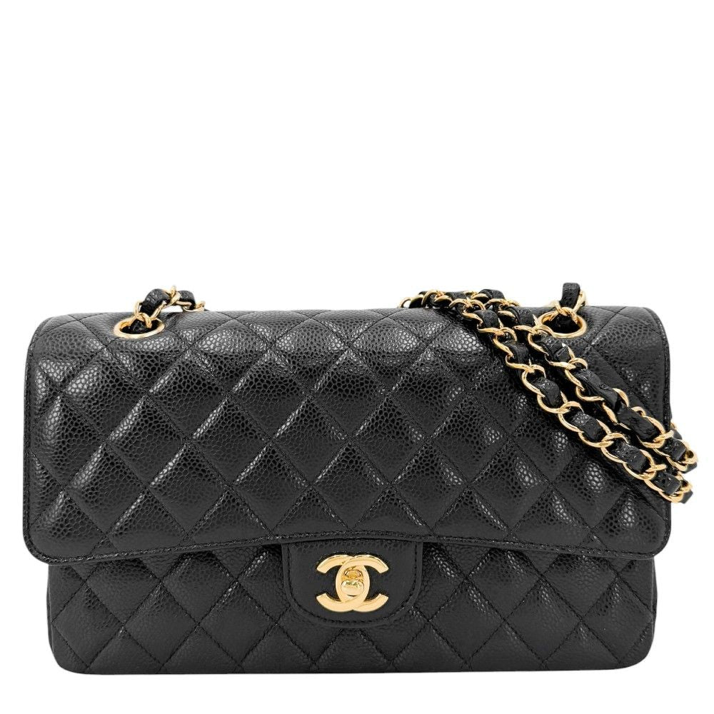 Chanel Shoulder Bag Quilted 25 Double Flap Chain Crossbody CC Logo Turnlock