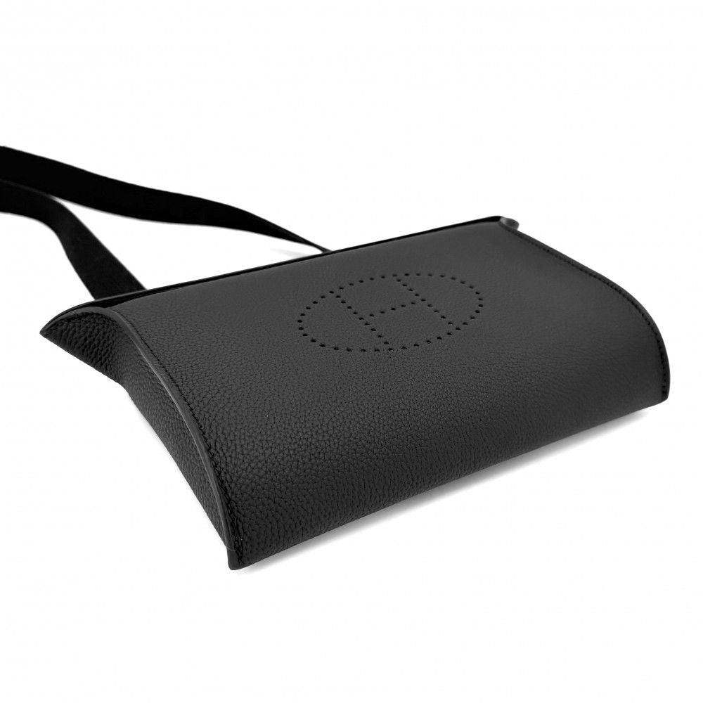 Hermes Shoulder Bag Vidopoche Leather Black Silver — view 3