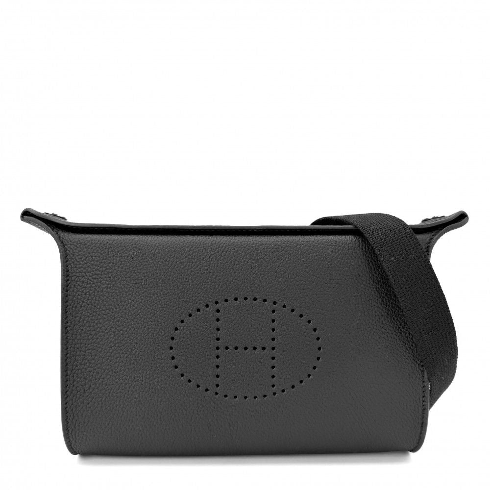 Hermes Shoulder Bag Vidopoche Leather Black Silver