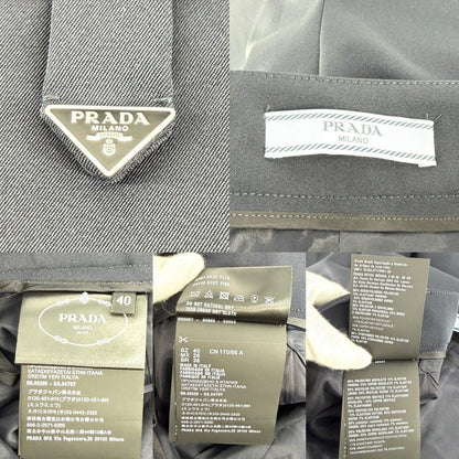 Prada Skirt Triangle Logo Simple 40 Navy Polyester Elastane — view 3