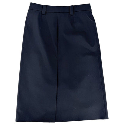 Prada Skirt Triangle Logo Simple 40 Navy Polyester Elastane — view 2