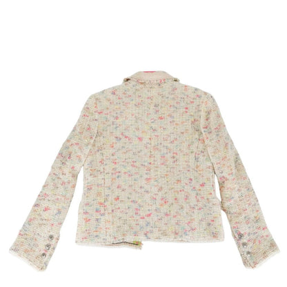 Chanel Ribbon Button Tweed Jacket 38 Ivory Multicolor Gold — view 2