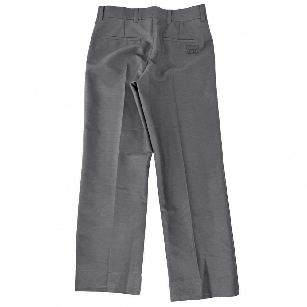 Miu Miu Miu Pants Pocket Logo Bottom Trousers 38 Gray Mohair Virgin Wool Spring — view 2