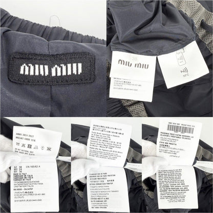 Miu Miu Miu Skirt Logo Pleated 38 Navy Recycled Polyester Cotton — view 3