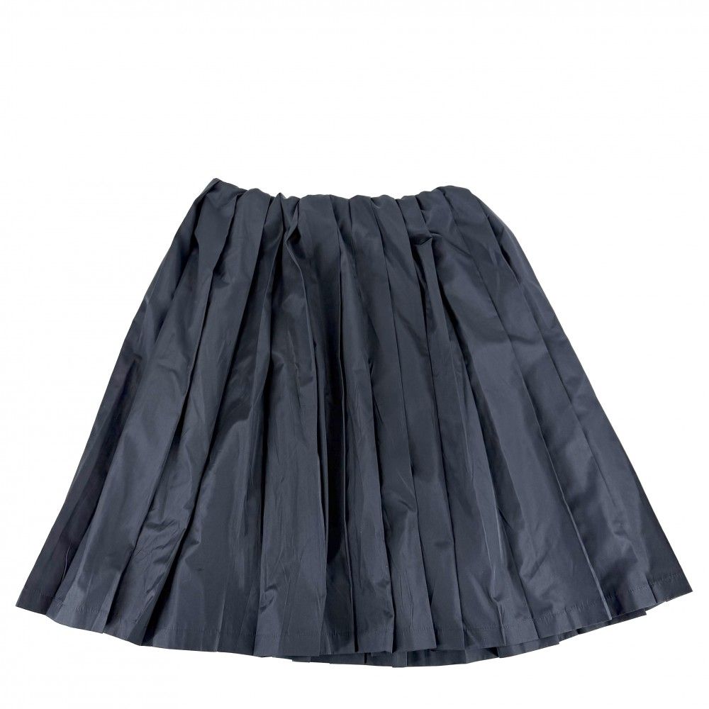 Miu Miu Miu Skirt Logo Pleated 38 Navy Recycled Polyester Cotton — view 2