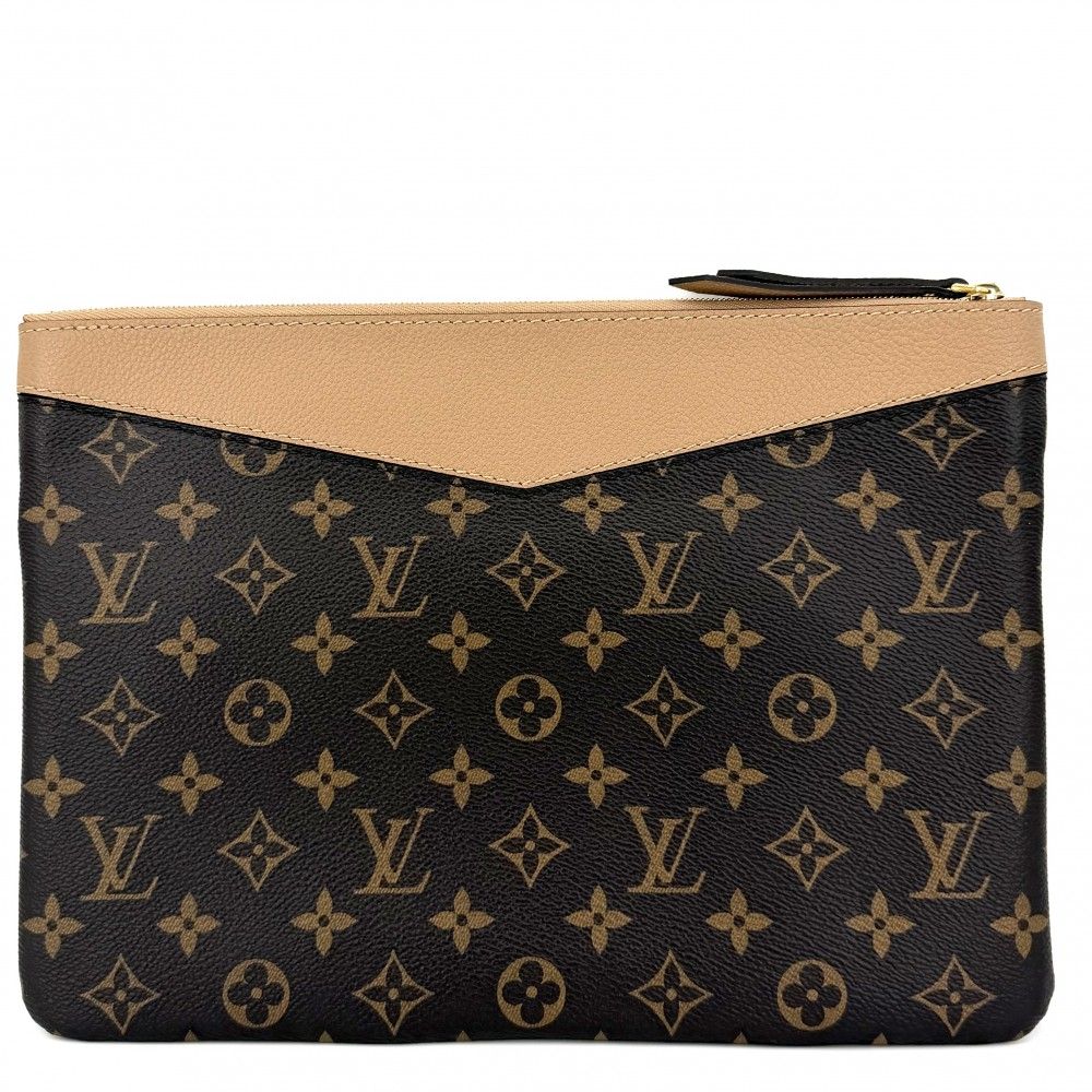 Louis Vuitton Clutch Daily Pouch Second Monogram Canvas Brown Gold — view 2