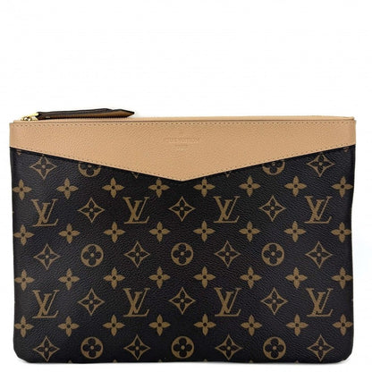 Louis Vuitton Clutch Daily Pouch Second Monogram Canvas Brown Gold