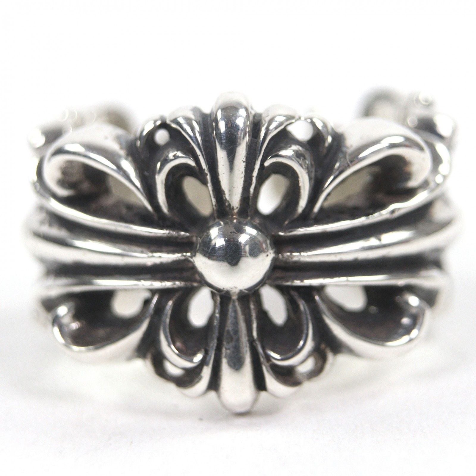 Chrome Hearts Dbl Flrl Crs Double Floral Cross Ring Silver — view 3