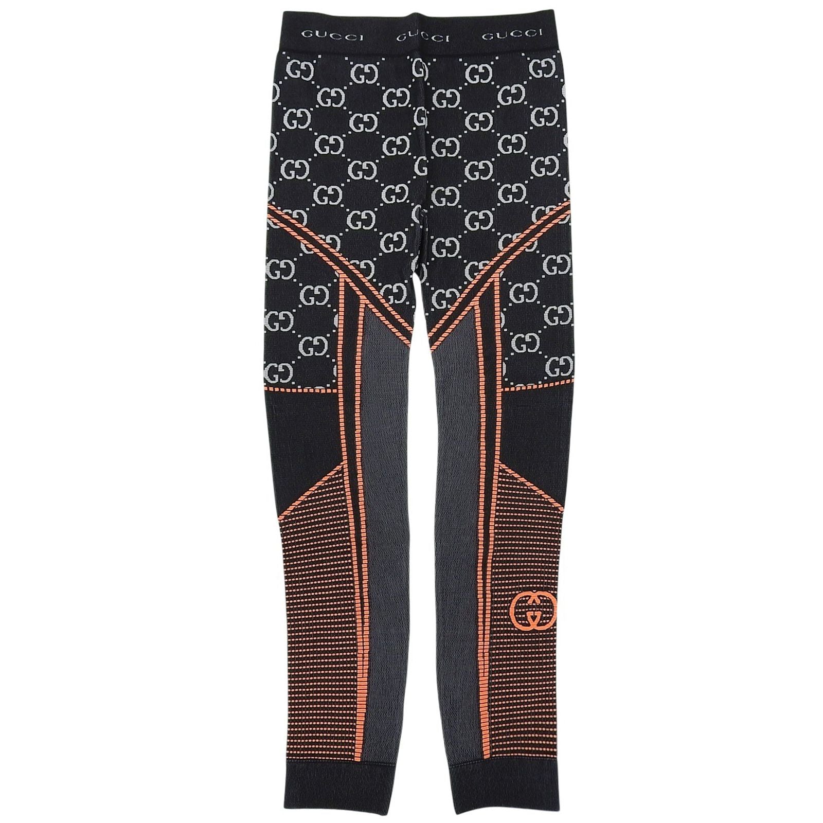 Gucci GG Jacquard Jersey Spats Jogging Pants Black Orange