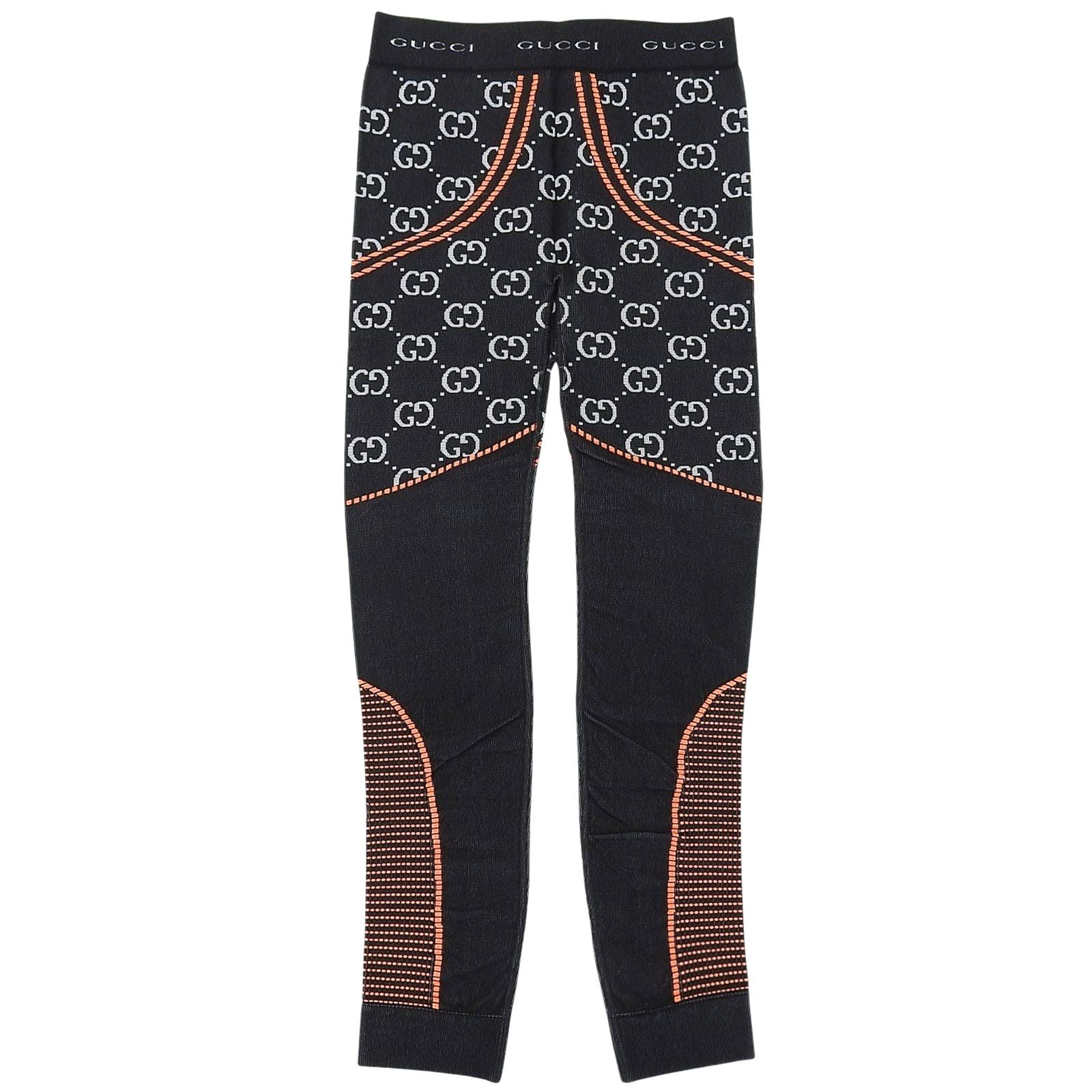 Gucci GG Jacquard Jersey Spats Jogging Pants Black Orange — view 2
