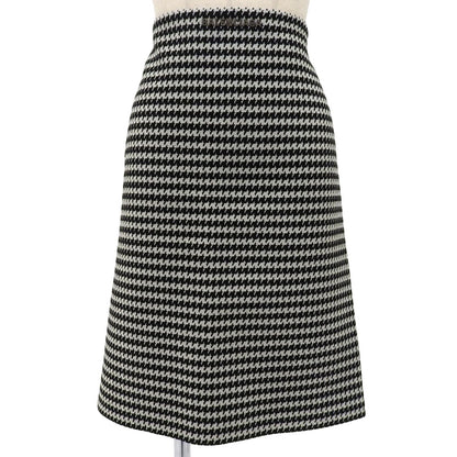 Balenciaga Wool Logo Plate Houndstooth Tight Skirt Black White 36