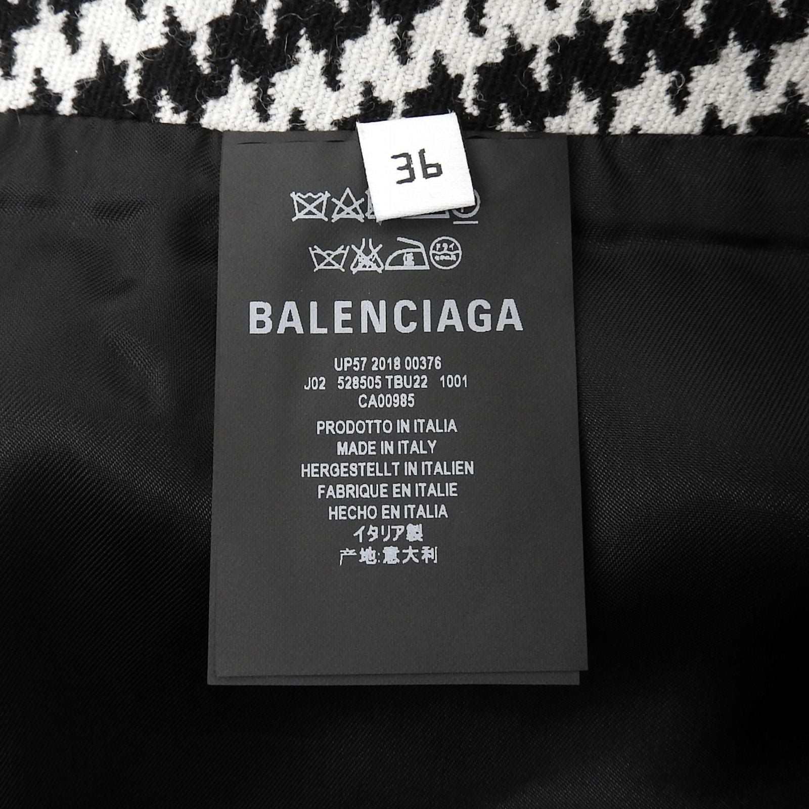 Balenciaga Wool Logo Plate Houndstooth Tight Skirt Black White 36 — view 7