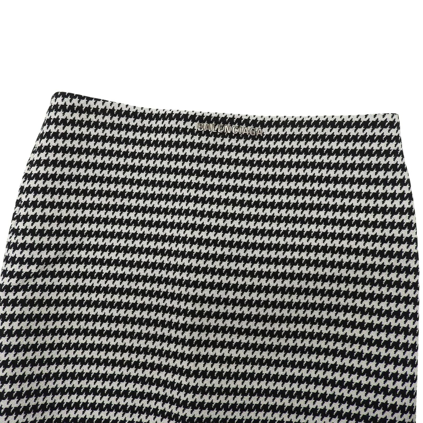Balenciaga Wool Logo Plate Houndstooth Tight Skirt Black White 36 — view 3