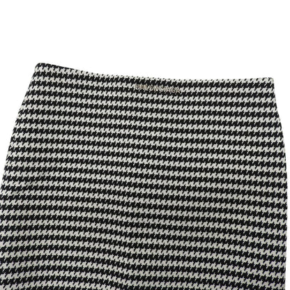 Balenciaga Wool Logo Plate Houndstooth Tight Skirt Black White 36 — view 3