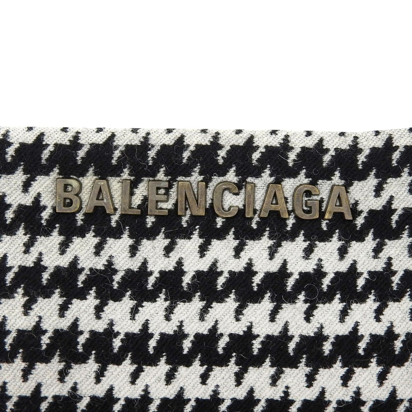 Balenciaga Wool Logo Plate Houndstooth Tight Skirt Black White 36 — view 5