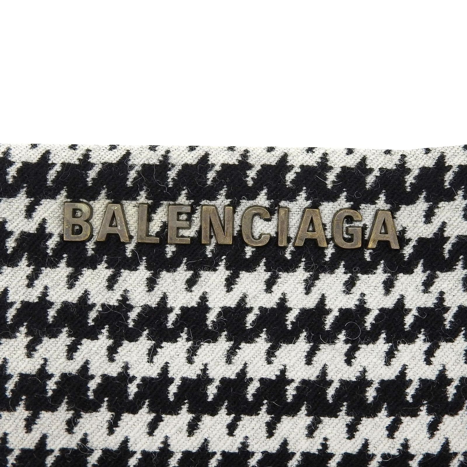 Balenciaga Wool Logo Plate Houndstooth Tight Skirt Black White 36 — view 5