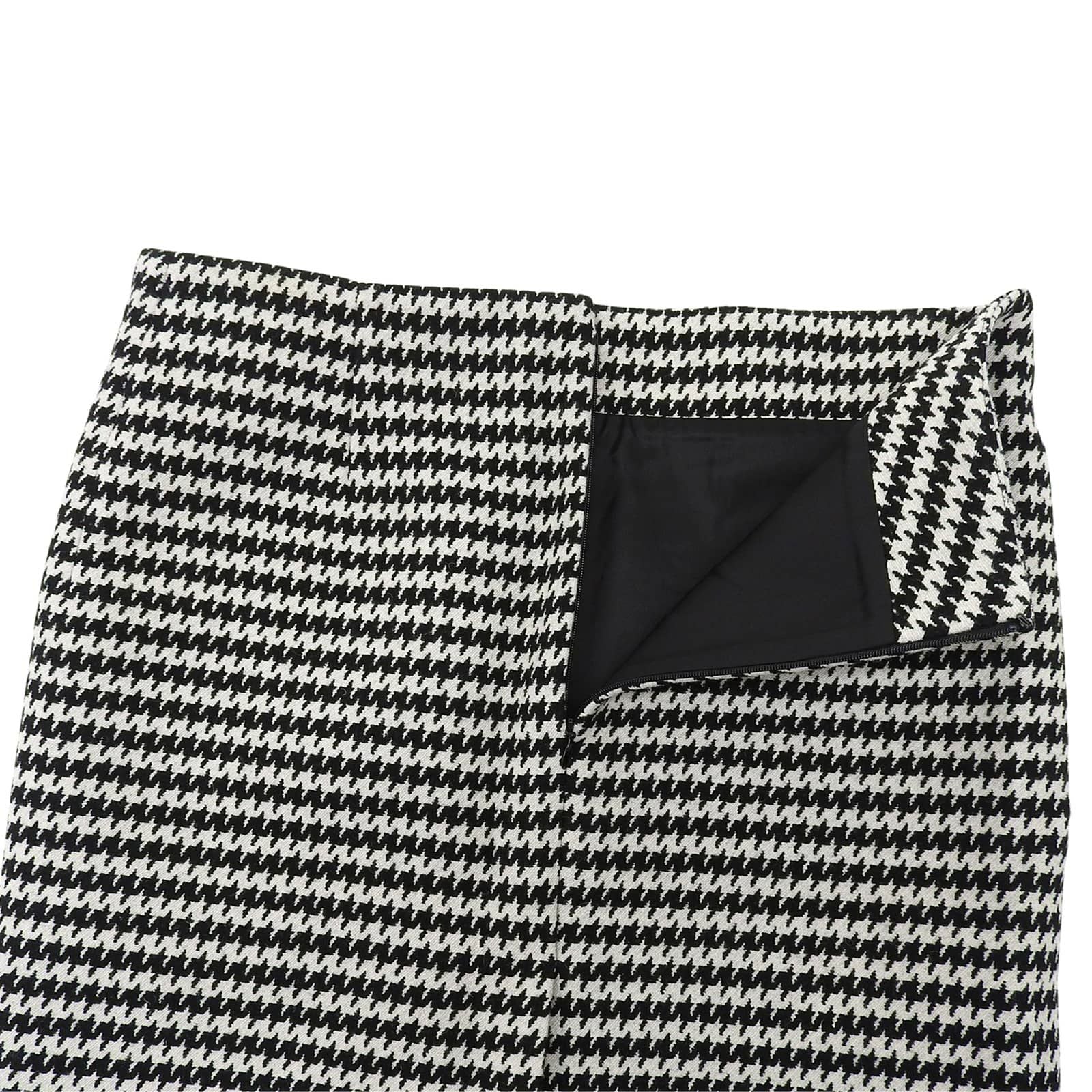 Balenciaga Wool Logo Plate Houndstooth Tight Skirt Black White 36 — view 4