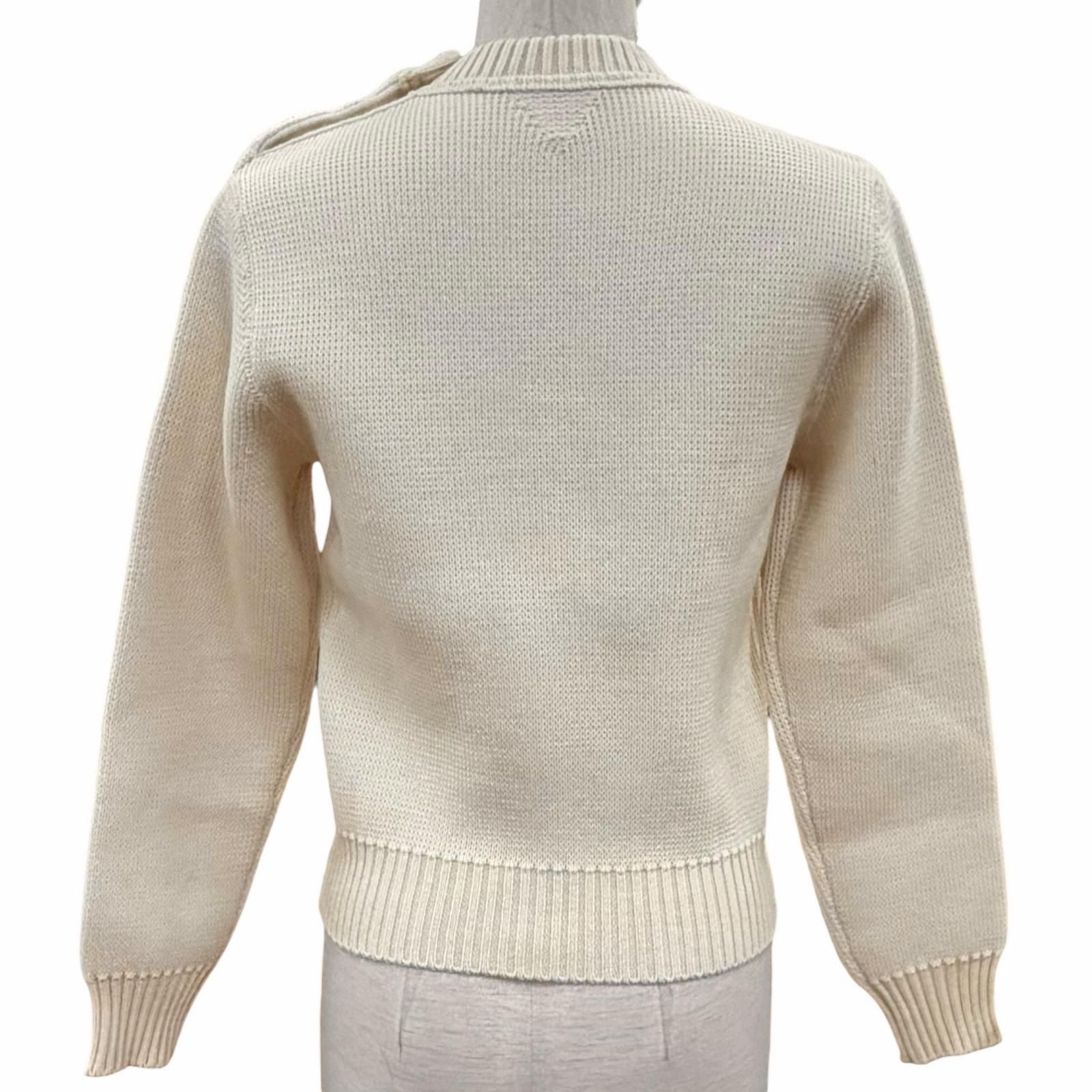 Bottega Veneta Wool Long Sleeve Knit Sweater with Gold Buttons Off White XS — view 3