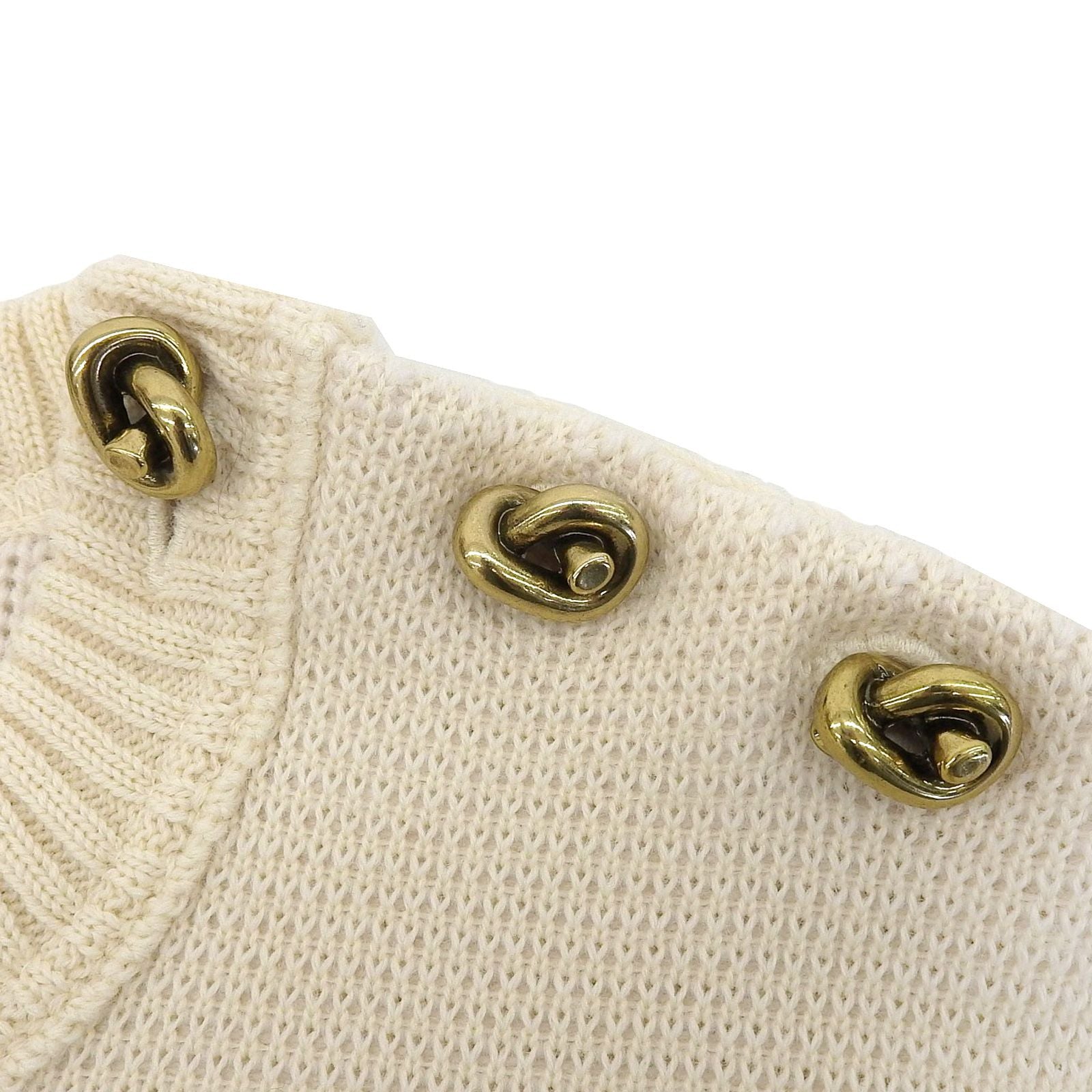Bottega Veneta Wool Long Sleeve Knit Sweater with Gold Buttons Off White XS — view 7