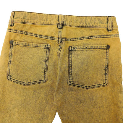 Chanel Cotton CC Logo Buttoned Skinny Denim Pants Yellow 34 — view 5