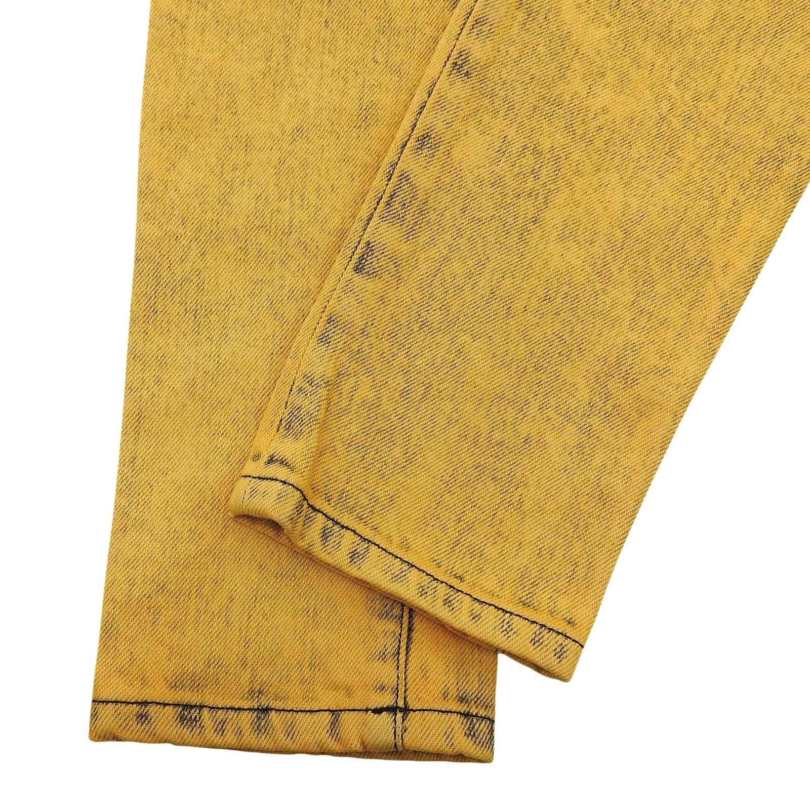 Chanel Cotton CC Logo Buttoned Skinny Denim Pants Yellow 34 — view 4