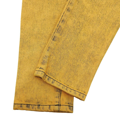 Chanel Cotton CC Logo Buttoned Skinny Denim Pants Yellow 34 — view 4