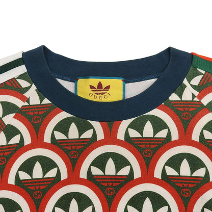 Gucci Adidas Cotton Interlocking Trefoil Allover Pattern Short Sleeve T-Shirt — view 3