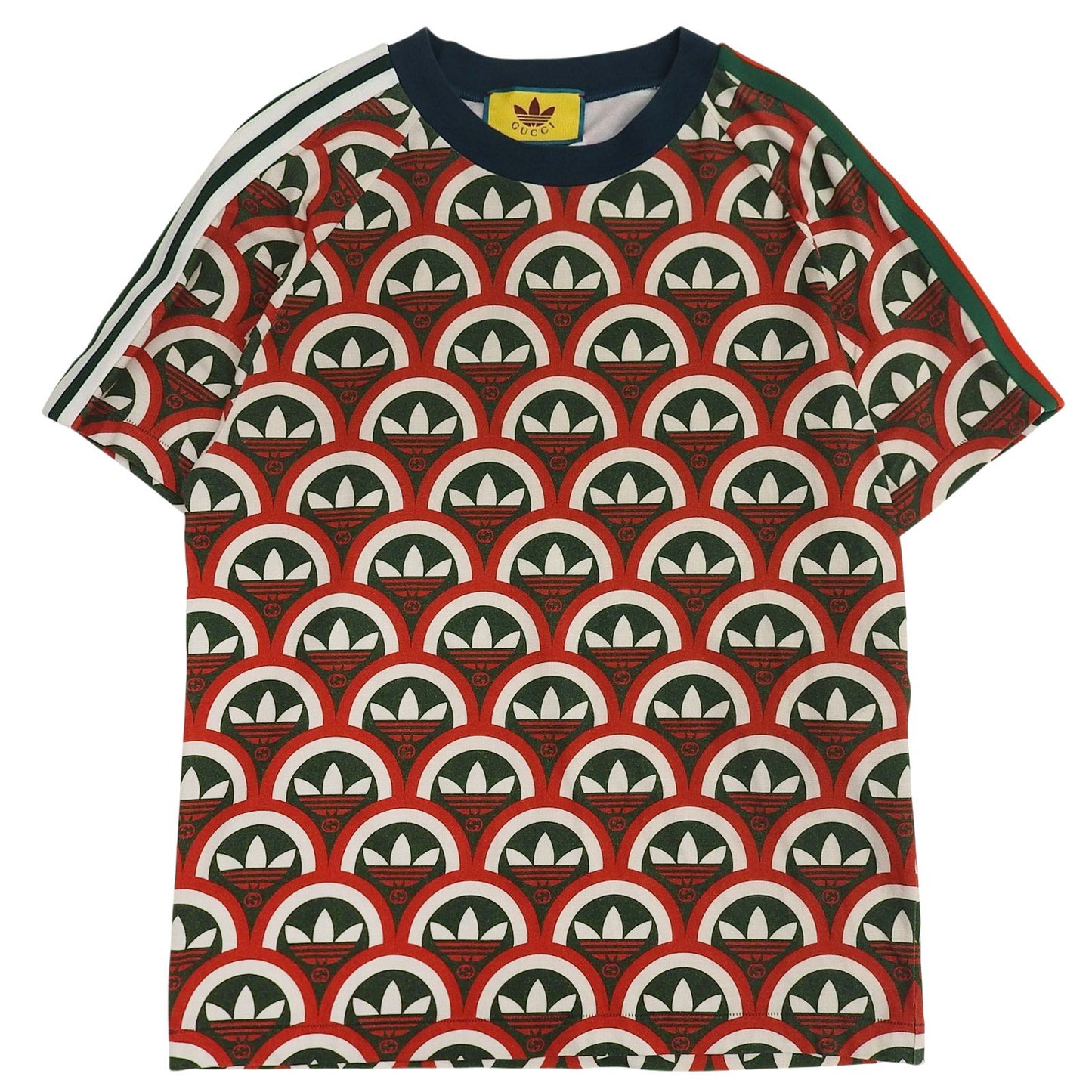 Gucci Adidas Cotton Interlocking Trefoil Allover Pattern Short Sleeve T-Shirt