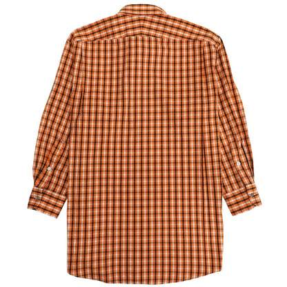 Hermes Cotton 100% Series Button Plaid Long Sleeve Shirt Orange White Black 42 — view 2
